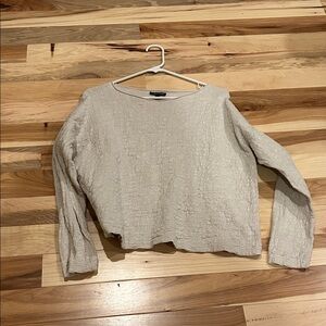 Eileen Fisher Textured Long Sleeve Top in Cream